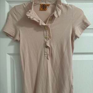 Tory Burch Lidia Ruffle Polo Shirt Dusty Pink